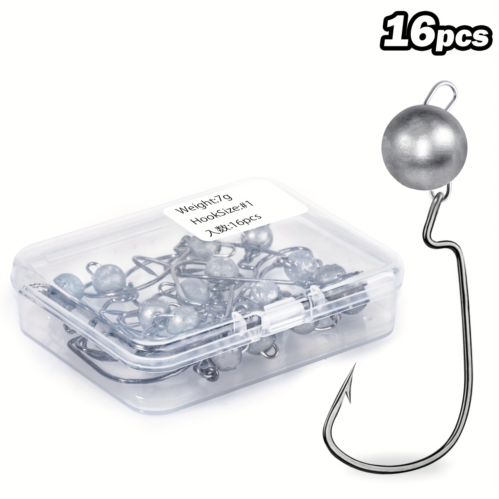Image of Goture 10/16pcs Lead Weight Crank Hooks Swimbait Jig Heads,weighted Hooks For Freshwater Saltwater Fishing 2g-14g