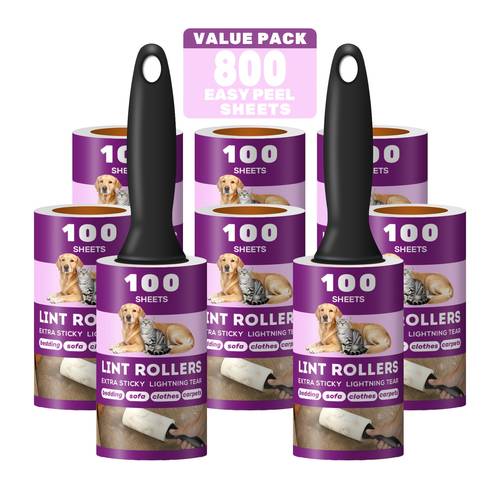 extra sticky lint rollers for pet 200 400 600 800 sheets lint remover for clothes furniture carpet with handle and replacement rolls manual operation plastic handle 4 6 8 refills sold separately