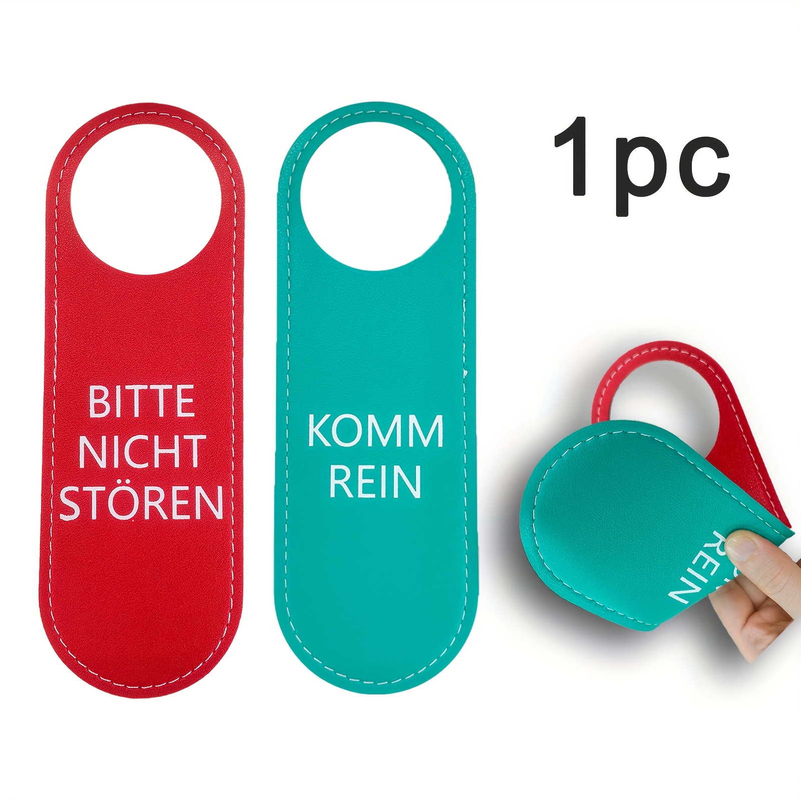 Image of Double Side German Language Door Sign - "please Do Not Disturb" & ""faux Leather Hanger, European Hotel Accessory 24x8cm