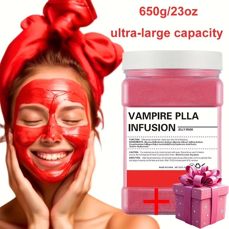 TEMU 650g Poudre de Masque Gelée Super-Grand, Contenant Acide Hyaluronique, C, Collagène, de Rose et d'Arbre à Thé, Masque Naturel Pur, Hydratant et