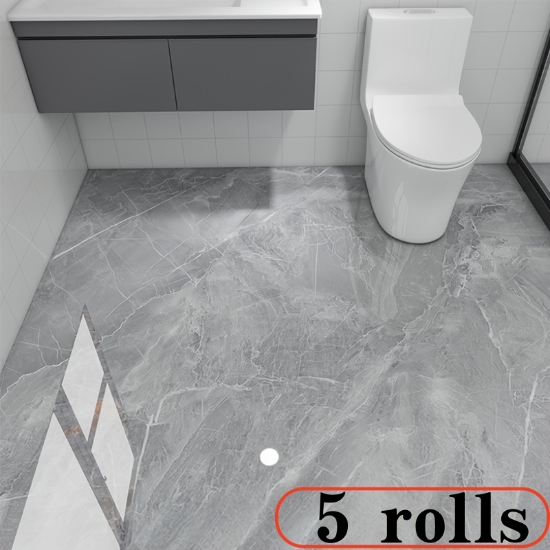 E-shop 5 Rollen luxuriöse Küchenboden-Aufkleber in Marmor-Optik, PVC, selbstklebend, wasserdicht, leicht abreißbar, einfach anzubringen, direkt