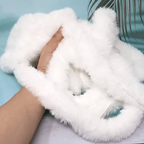 1 roll classic white faux fur ribbon soft plush garland suitable for christmas tree wedding party decorations elegant furry hanging ornament strip versatile holiday year round decor no needed