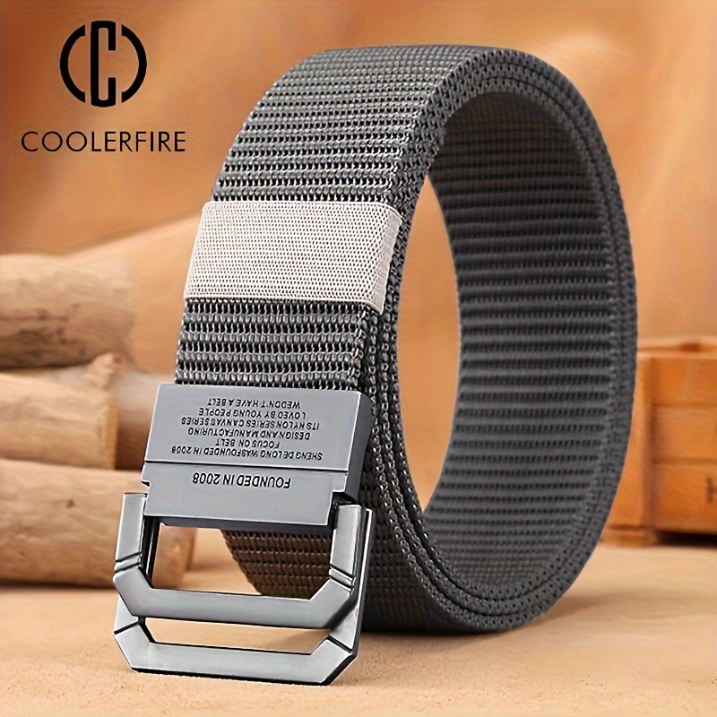 

Tactical Military Style Men's Belt With Double Buckle - Black, Alloy Buckle, And Canvas Fabric