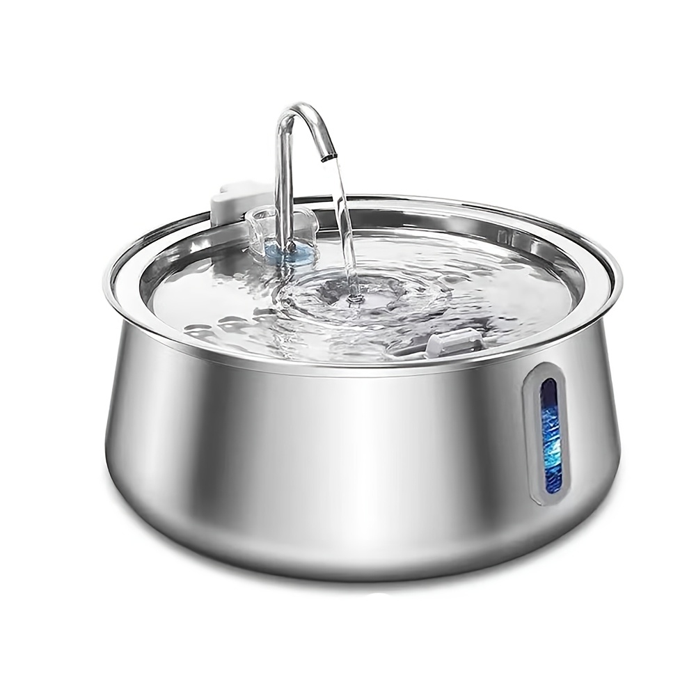 TEMU 4l Stainless Steel Cat Fountain Water Level Cats Water Fountain Pump Automatic Pet Cats Dog Drink Water Bowl No 5v 1a Plug