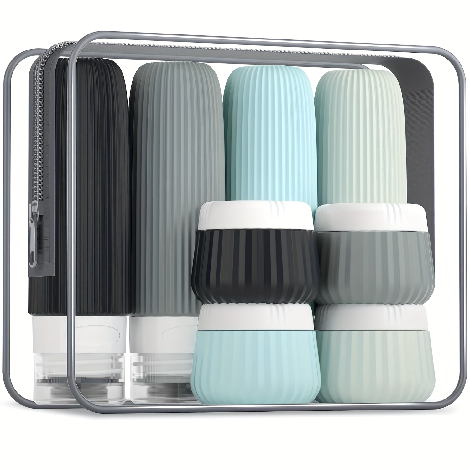 TEMU Toiletries Travel Bottle 8pcs, Ttsa Approved Travel Toiletries 3-ounce (about 85 Grams), Toiletries Travel Container With Clear Bag, Leak-proof
