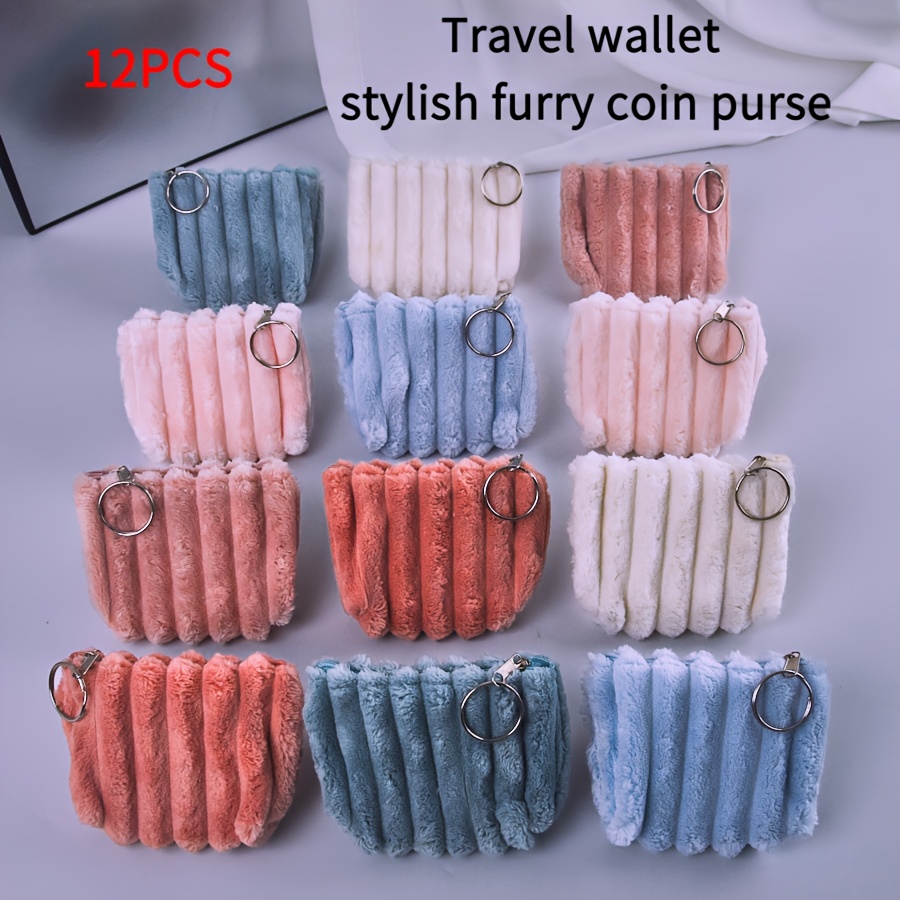 Image of Travel Wallet, 12pcs Soft-textured Coin Purse, Warm- Stylish Palm-sized Coin Bag, Portable Bag For Outdoor Travel, Suitable For Storing , Keys, House Keys, Accessories, Etc.