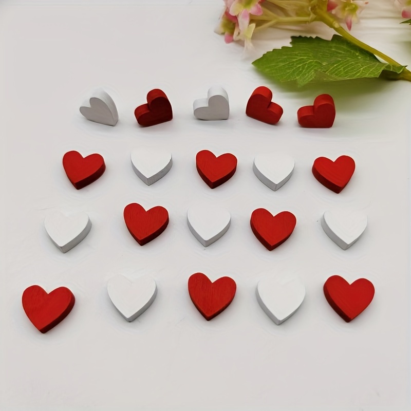 

36pcs Mini Wooden Hearts In Red, Natural & White - Decor, Weddings, Valentine's Day &