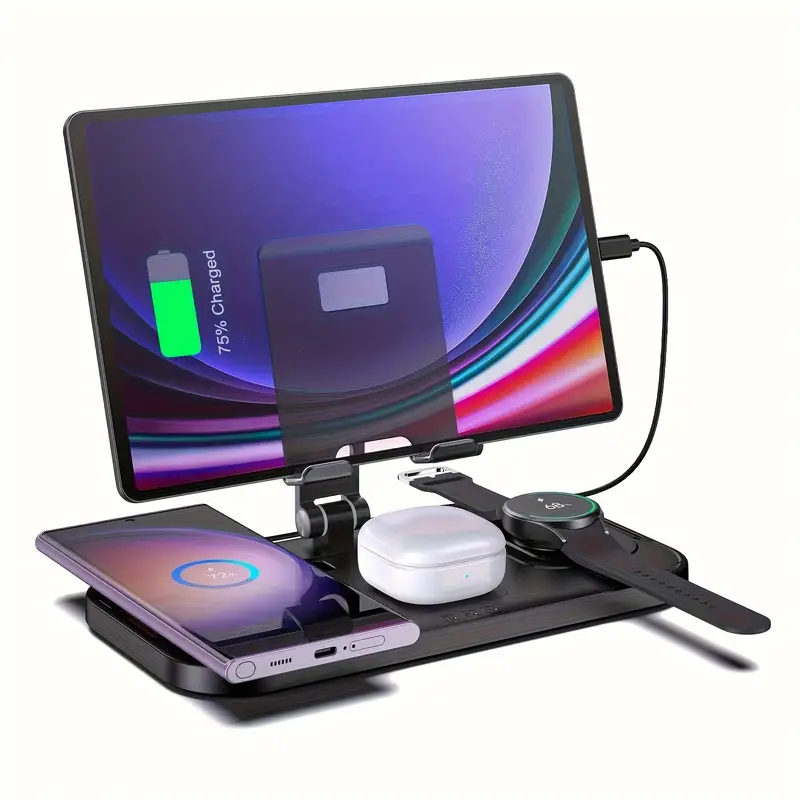 wireless charger for samsung 4 in 1 charging station for samsung foldable charging stand for galaxy s24 ultra s23 s22 s21 note 20 fold5 flip5 galaxy watch 6 5 5pro 4 2 buds android tablet details 3