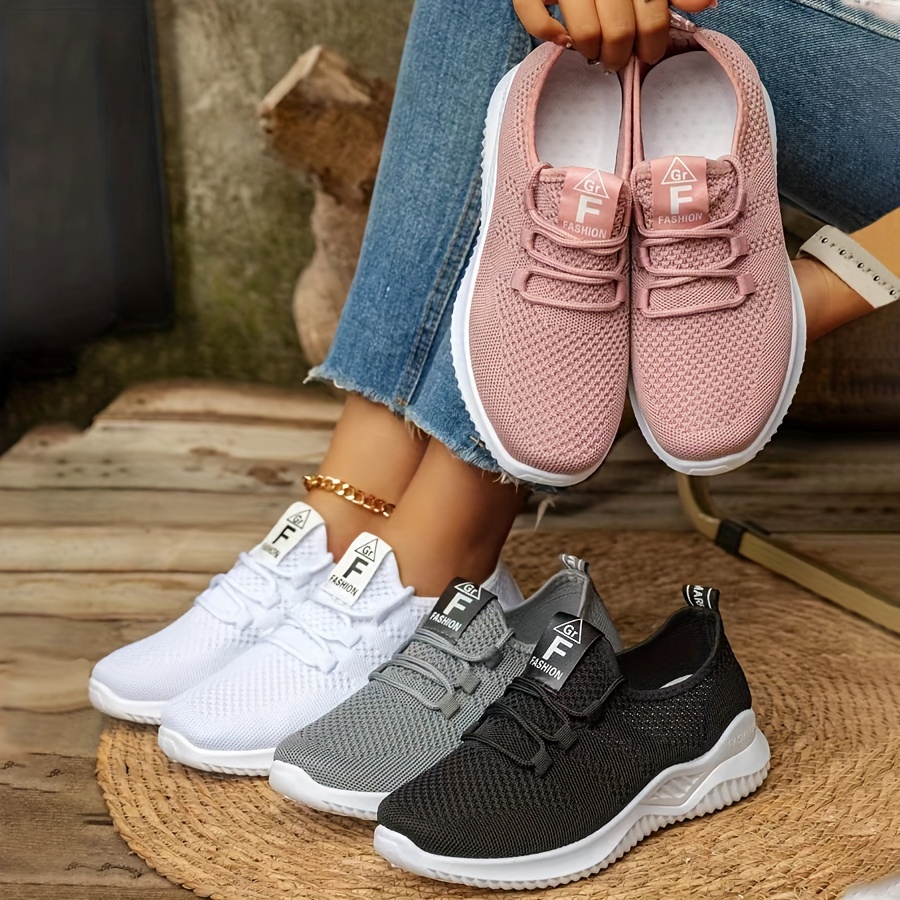 

Women's Solid Color Casual Sneakers, Slip On Lightweight Soft Sole Sporty Trainers, Low-top Breathable Fitness Shoes