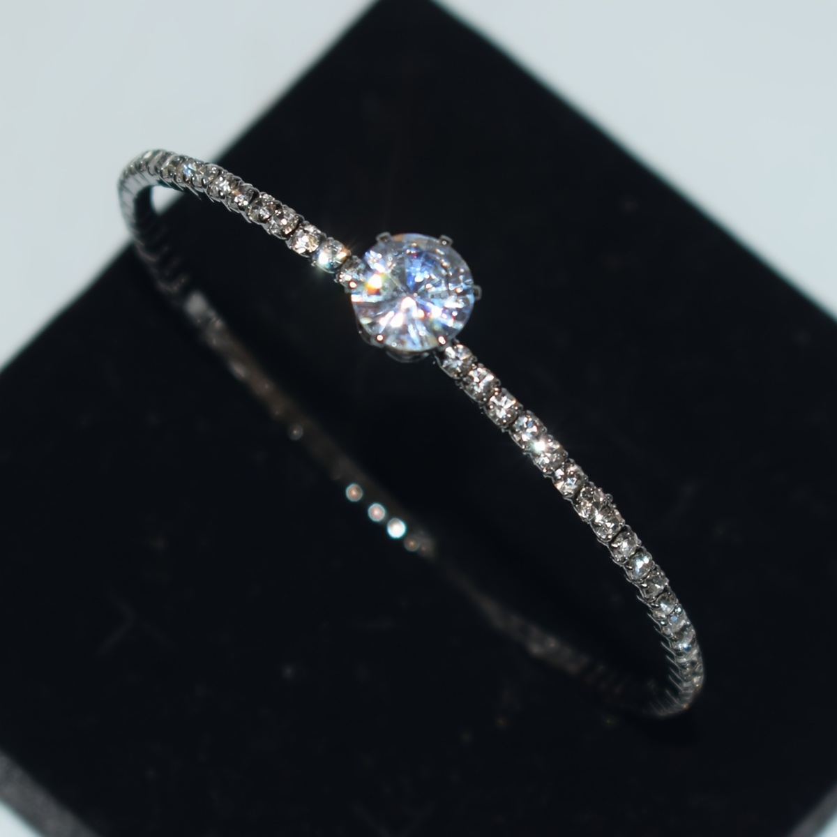 Elegant Cubic Zirconia Bracelet, Silvery-Plated
