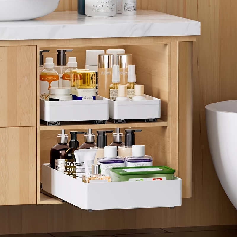 

Pull-out Cabinet Organizer, Cosmetic Organizer, No-punch Cabinet Organizer, Home Organizer And Storage Rack, Bathroom Rack, Bathroom Accessories, Bathroom, Pantry, Cabinets