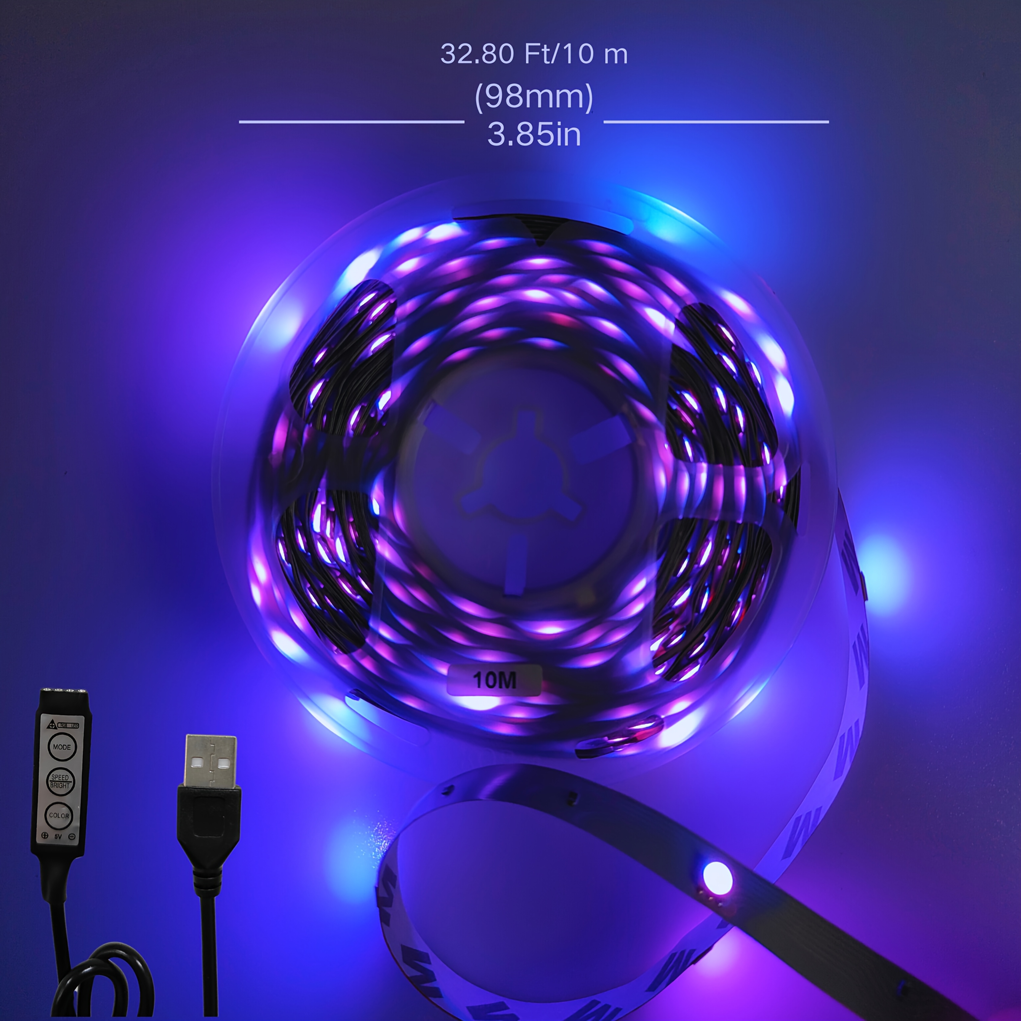 TEMU Rgb 5050 Led Light Strip With 3-button Remote Control 5v Usb Led Light, Flexible Strip Diode Strip, Adjustable Hue Light For Tv Backlight, Room Decoration, Home Decor