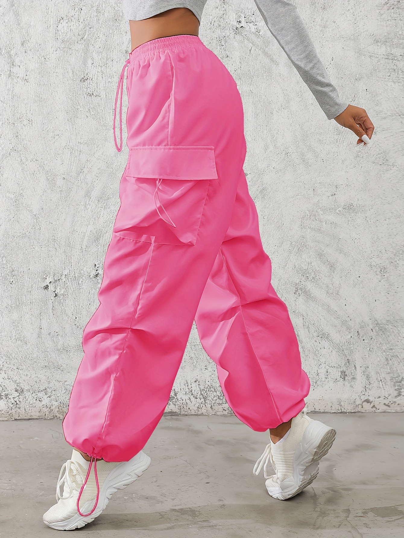 women's fashionable solid color polyester cargo pants 100
