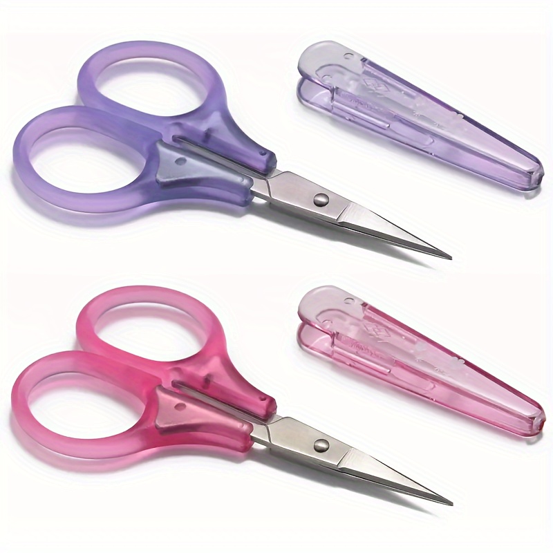 

2pcs Mini Safety Scissors With Rounded Tips - Multipurpose Craft & Beauty Shears For Paper Trimming And Detailing