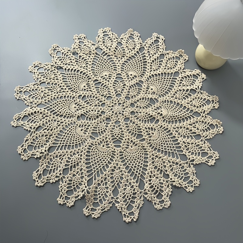 TEMU 1 Round Lace Tablecloth, 23.62Ã23.62 Inch Placemats, Handmade Crochet Fabric Round Coaster, Tablecloth, Suitable For Table And Sofa Covers, Dust