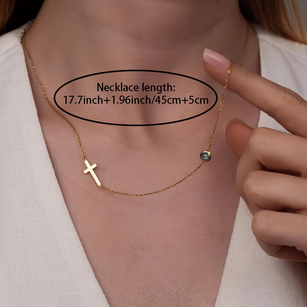 Women's Exquisite Birthstone Cross Necklace, Customizable Gift