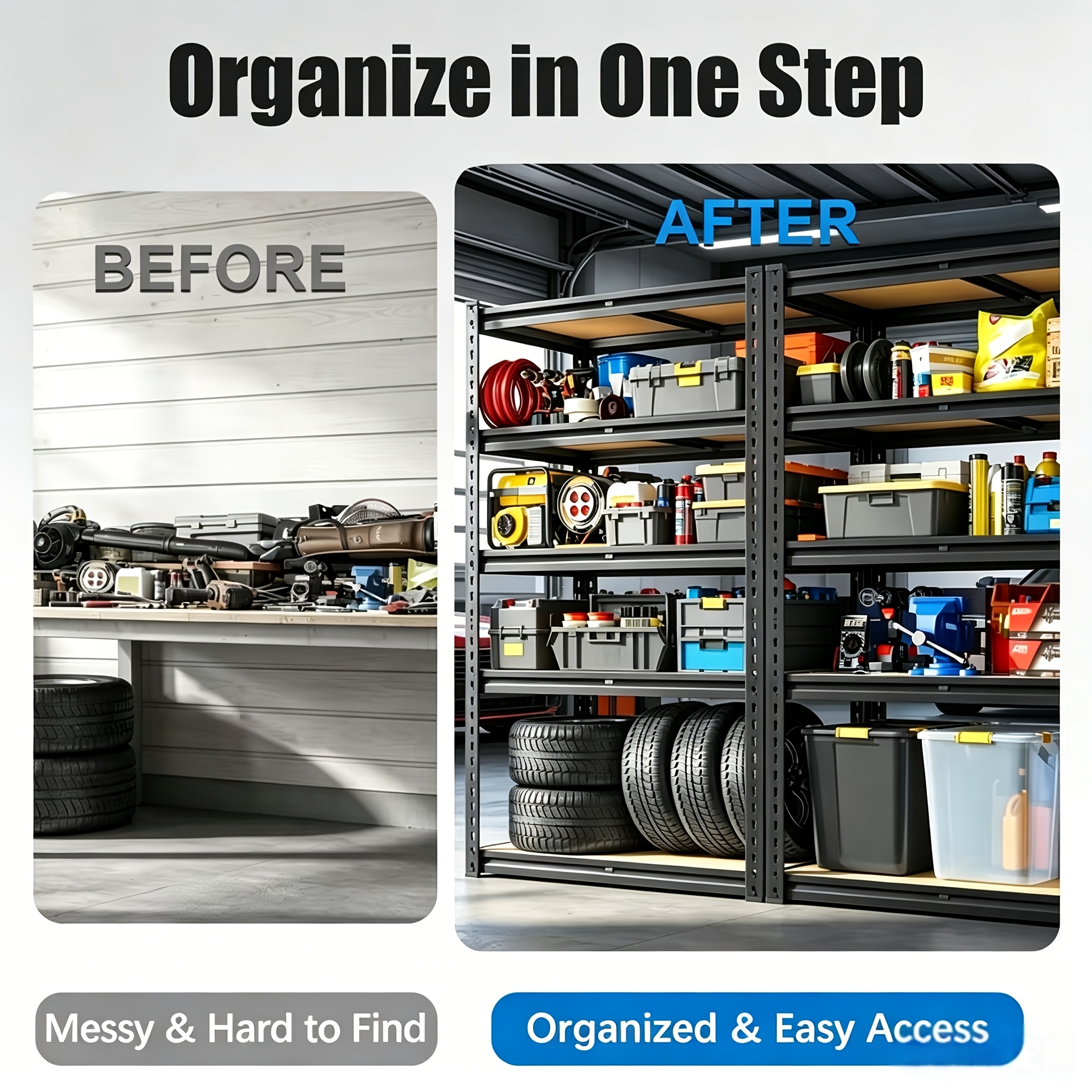 2pcs 5-Tier Heavy-Duty Metal Storage Shelves, 900KG Capacity