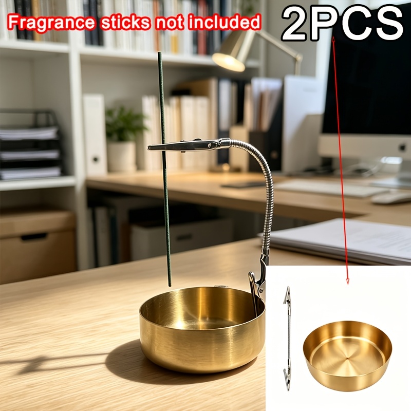 TEMU Último diseño de 2026, portavelas de incienso con clip de cuello de ajustable, cuenco resistente para recoger cenizas. Adecuado para varillas de