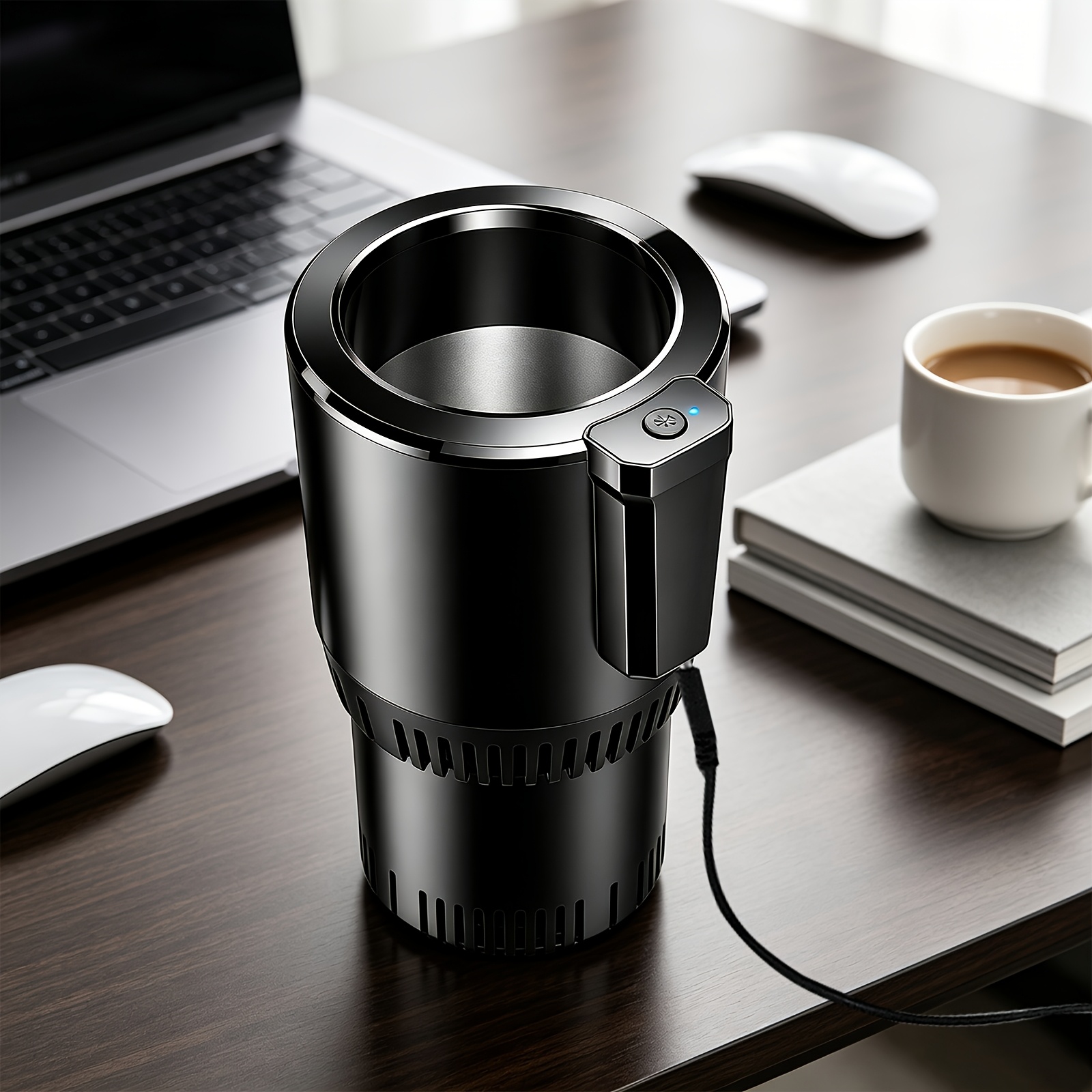 TEMU 1pc Black Car Cup Holder With Cooling And Heating Functions. Cooling And Heating. Intelligent Temperature System. Vehicle Without Batteries.