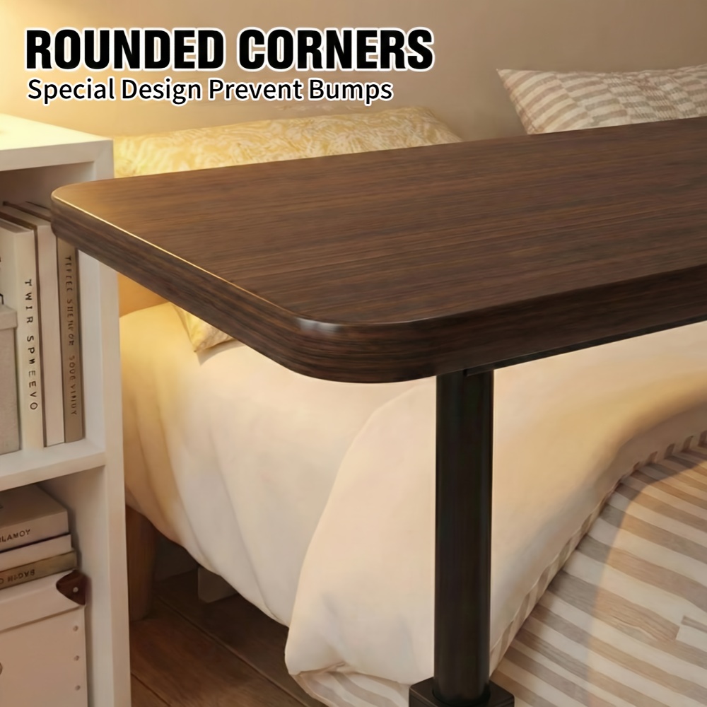 Adjustable Rolling Bedside Table with Wheels | C-Shaped Laptop Desk for Bed And Sofa, Small Mobile Overbed Table with Storage Shelves, Height Adjustable Nightstand for Home, Office And Living Room