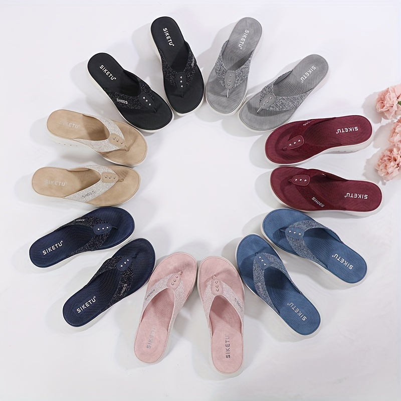 womens summer slide sandals casual open toe flip flops with arch support comfortable low heel fabric upper eva insole   in pink red blue black grey beige more sizes 35 42 strappy sandals Product details 20