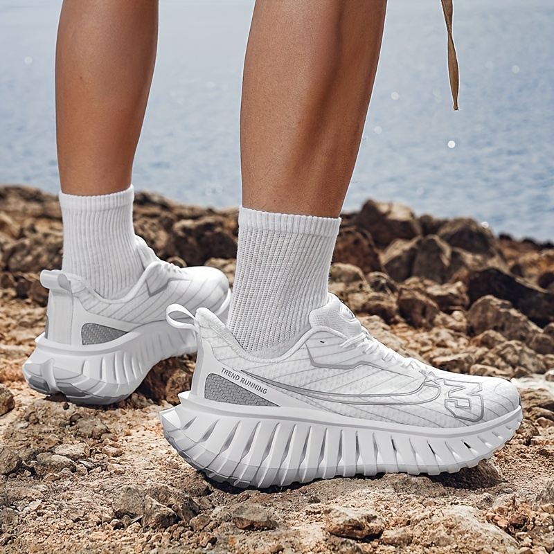 Men's Lightweight Outdoor Running Shoes - Non-Slip Grip, Breathable Athletic Sneakers with Cushioned MD/Rubber Sole for Hiking, Gym, Jogging - All-Day Comfort - Green/White Colorway - Extended Sizes Available - Ideal for Men & Women