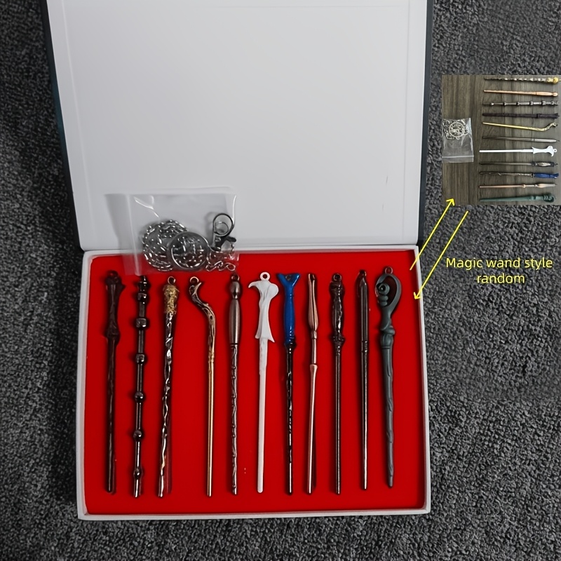Image of Random Style 11pcs Set Harry Potter Box, Hermione, Ron, Harry Magic Wand Props, Halloween, Christmas Role Playing Wands, Birthday, Holiday, Graduation Ceremony Gift