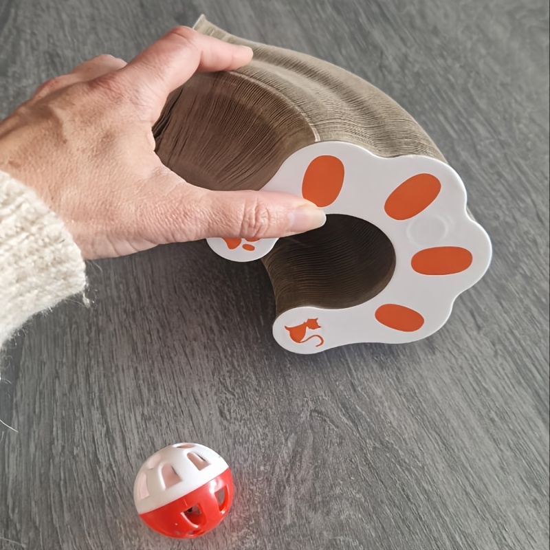 E-shop Katzen-Spielzeug, Magische -Kratzbrett, Kompaktes Katzen-Akkordeon-Spielzeug, Interaktives Karton-Kratzbrett mit Glockenball für Indoor-,