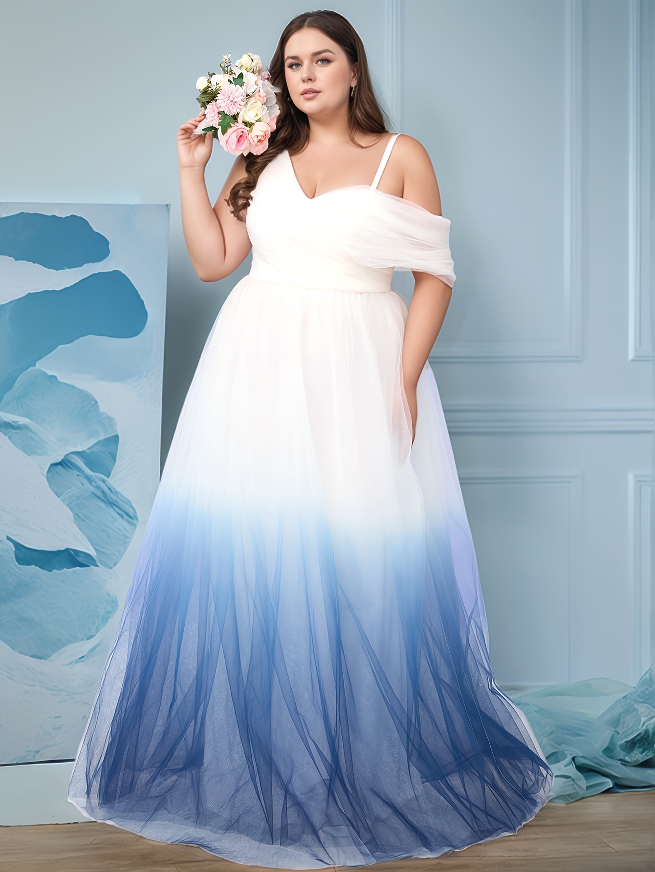 plus size womens plus size elegant wedding dress ombre one - Temu Qatar