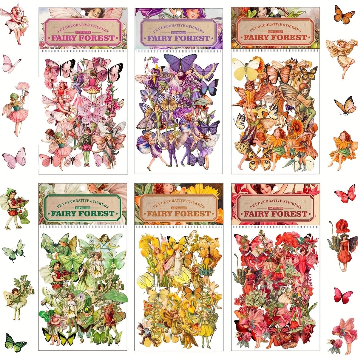 Image of 150/300pcs Vintage Fairy Stickers For Journaling Scrapbooking Crafts Transparent Flower Fairy Stickers For Journal Phone Cases Laptops Notebooks Albums Calendars