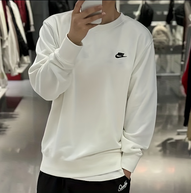 Heren Sportieve Trui met Logo & Strepenpatroon, Casual Ronde Hals Pullover voor Lente/Herfst, Wasmachinebestendig Regular Fit Sweitsirt (FN3889-133) voor Gym & Casual Kleding - Merkicoon Details