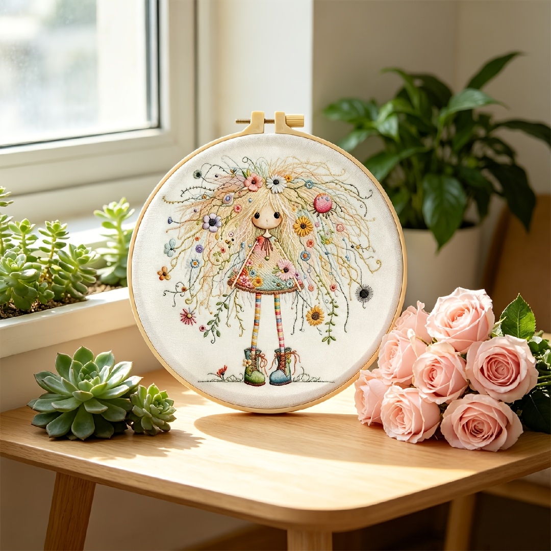 TEMU Adult Beginner Embroidery Kit, Flower Pattern Hand Embroidery Starter Kit Embroidery Kit Includes Patterned Embroidery Canvas, Embroidery Hoop,