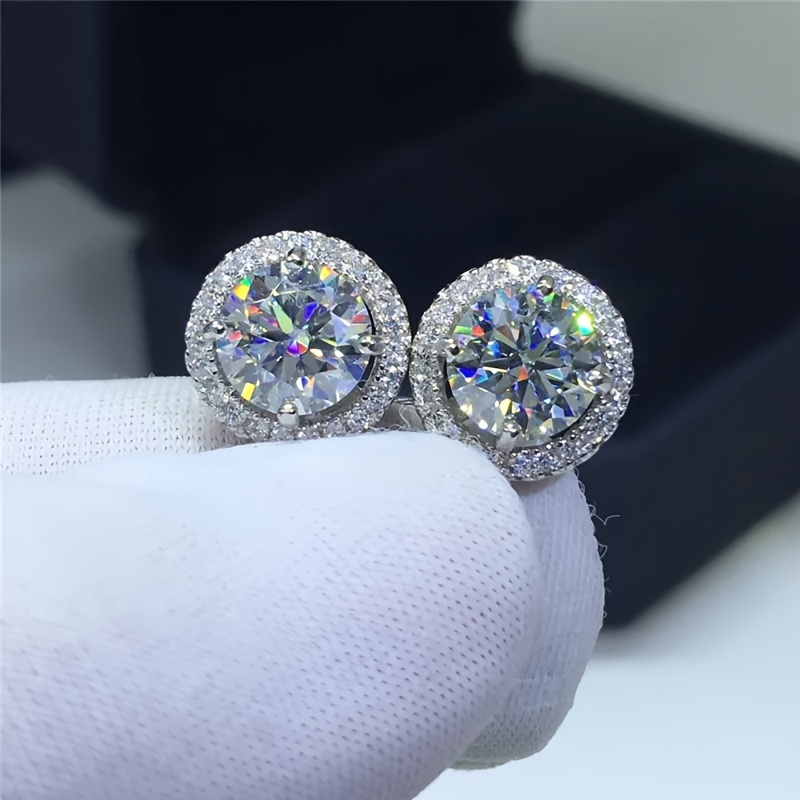 

0.5-3ct*2pcs Moissanite Stud Earrings, Fashion Classic Luxury Ear Jewelry, Birthday Anniversary Halloween Christmas Gift For Men