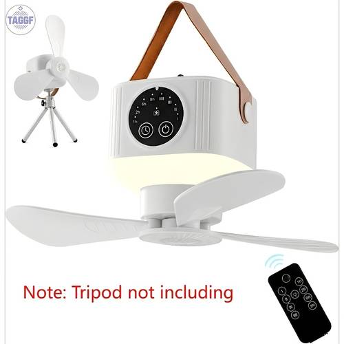 outdoor portable usb rechargeable camping fan with led lantern adjustable 8h timer remote control small hanging fan for tent home office hiking travel essentials camping gear emergency kit