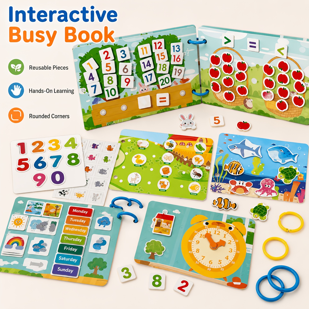 Interactive Learning Quiet Sticker Book with Stickers