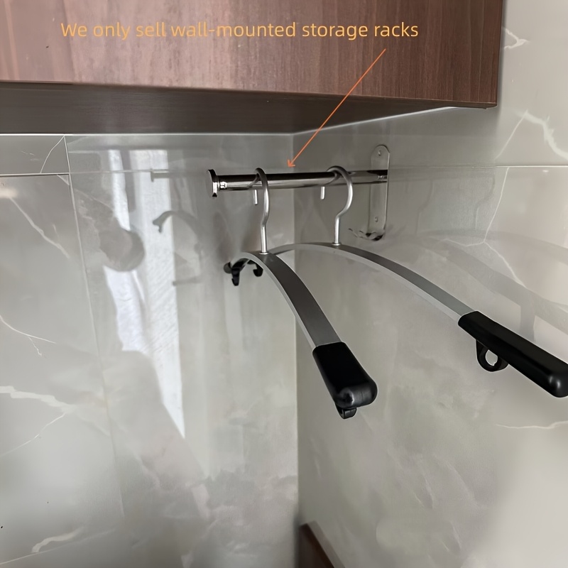 TEMU Wall-mounted Storage Rack – Construction With Hooks, Offering Extra-large Storage Space. The Extendable Rod To Spaces, Keeping Hangers Neat And