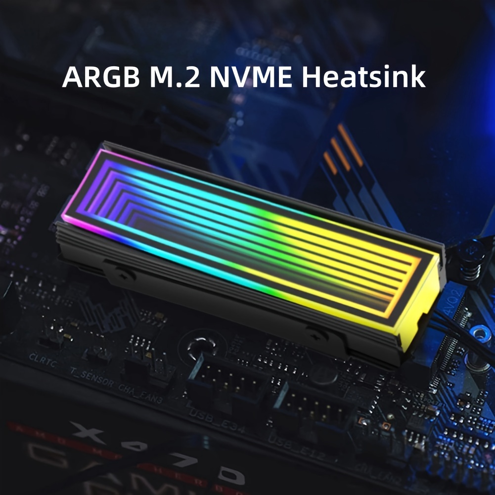 argb aura sync m 2   cooling vest aluminum heatsink for 2280 solid state drives rgb lighting   heat dissipation   for pc builds details 0