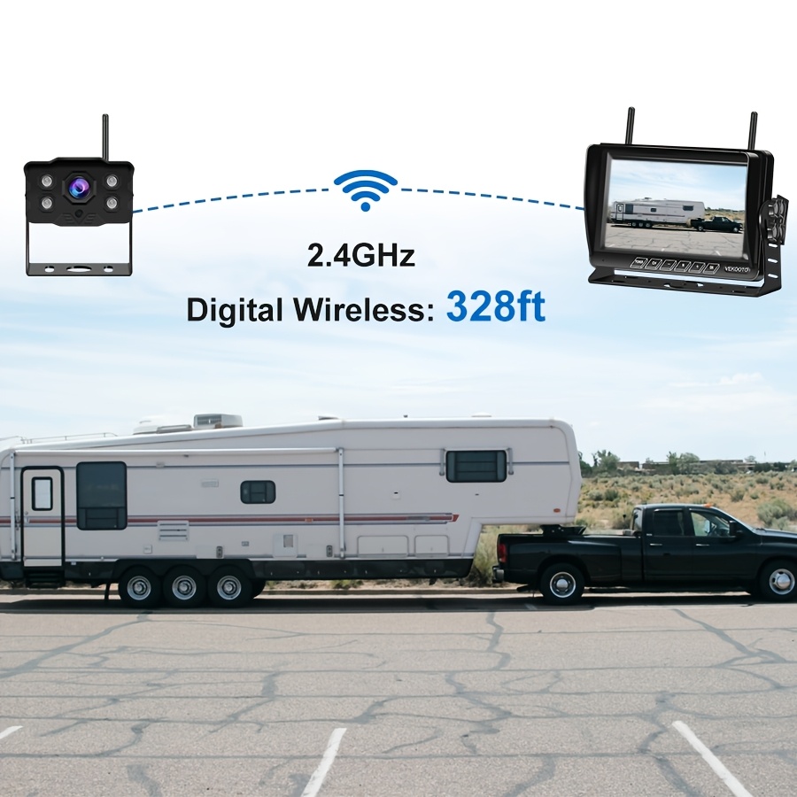  wf8 7 monitor with 1 2cam 1080p 7   monitor and rv backup camera wireless bsd system pre wired for   system recording   rear view camera clear night vision for trailer   truck Product details 2