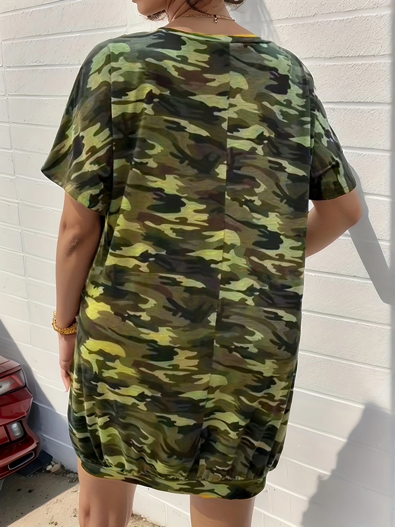Pink Camo Prom Dress Camo Print T-shirt Dress GATE