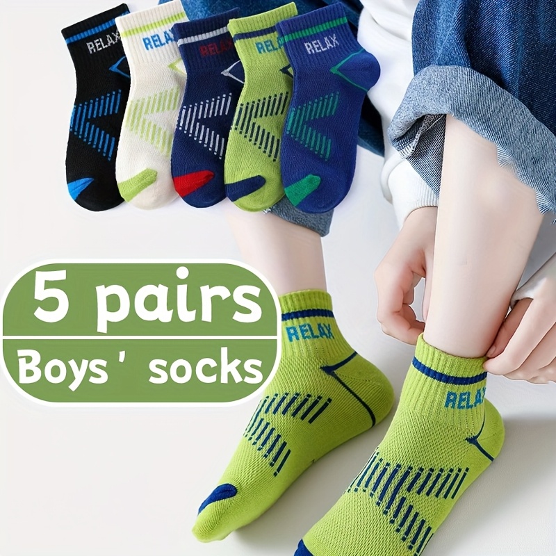 5 Pairs Of Boys' Mid-calf Socks From The X02 Series