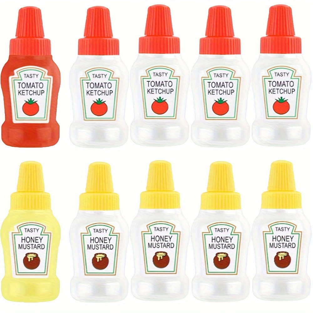 Image of 10-pack Portable Seasoning Dispenser Bottles, Tomato Honey Squeeze Sauce Condiment Box, Camping Bento Sauce Squeeze Sealing Bottles