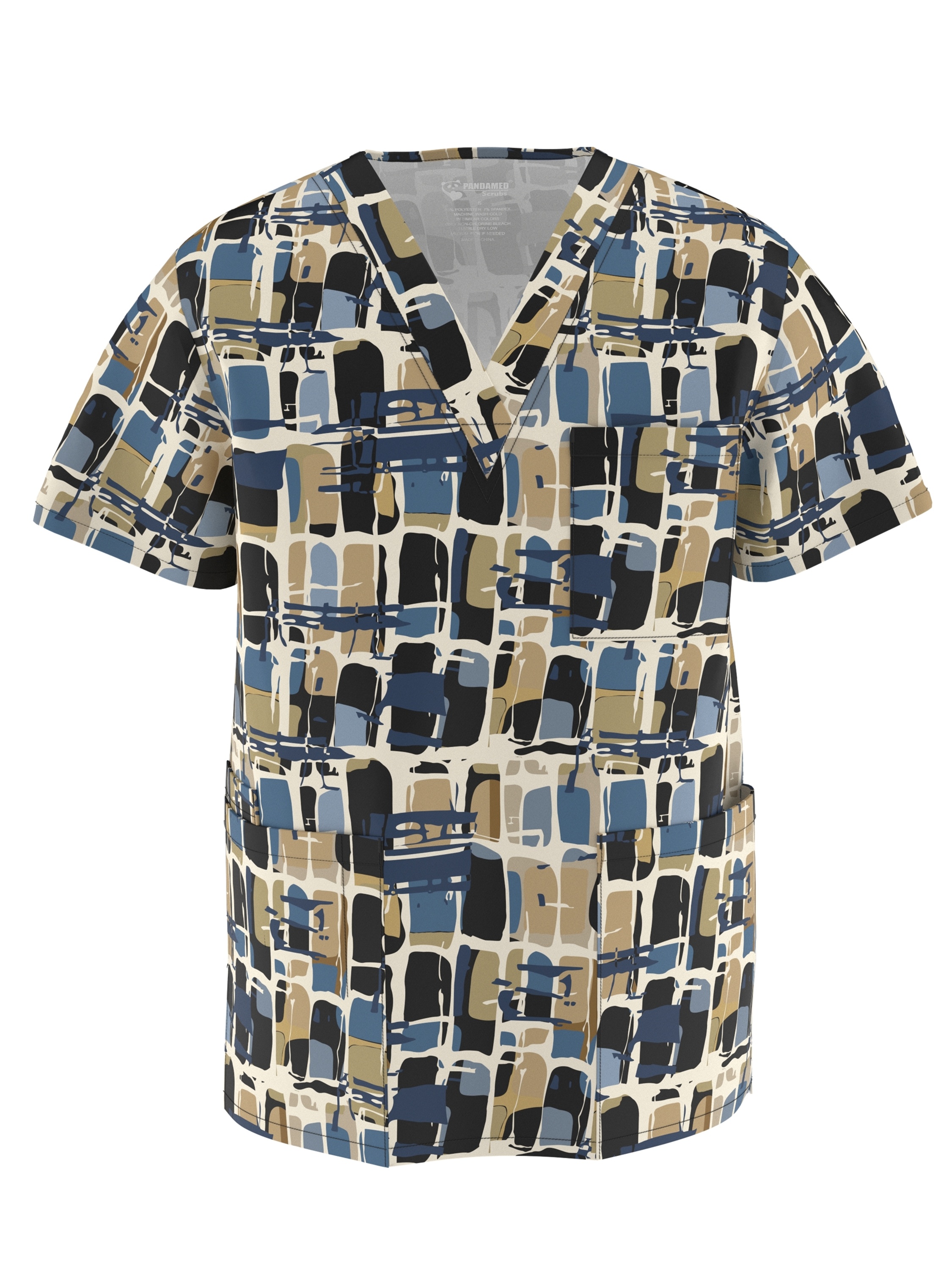 V-Neck Short Sleeve Nurse Shirt with Pockets, Soft Comfortable Medical Uniform for Hospital Work PSM105 M001.