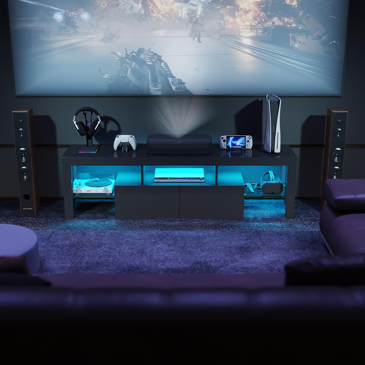 tv stand featuring led lighting 160cm contemporary
