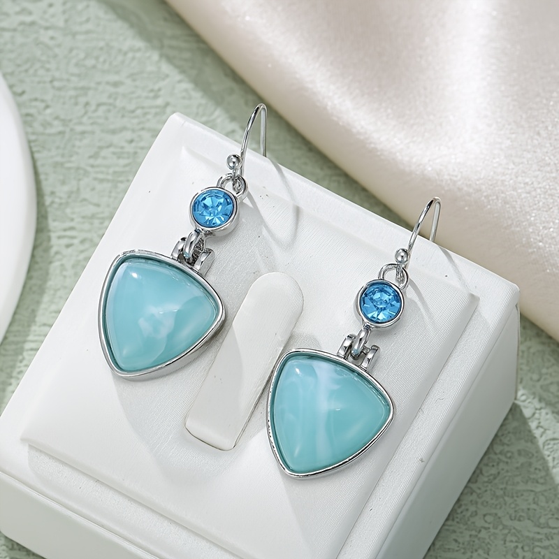 TEMU [Vacances de Mariage ] 2pcs Boucles d'Oreilles Pendentifs Triangulaires Style Bohème Fait Main Adaptées aux Vacances de Mariage , aux , pour