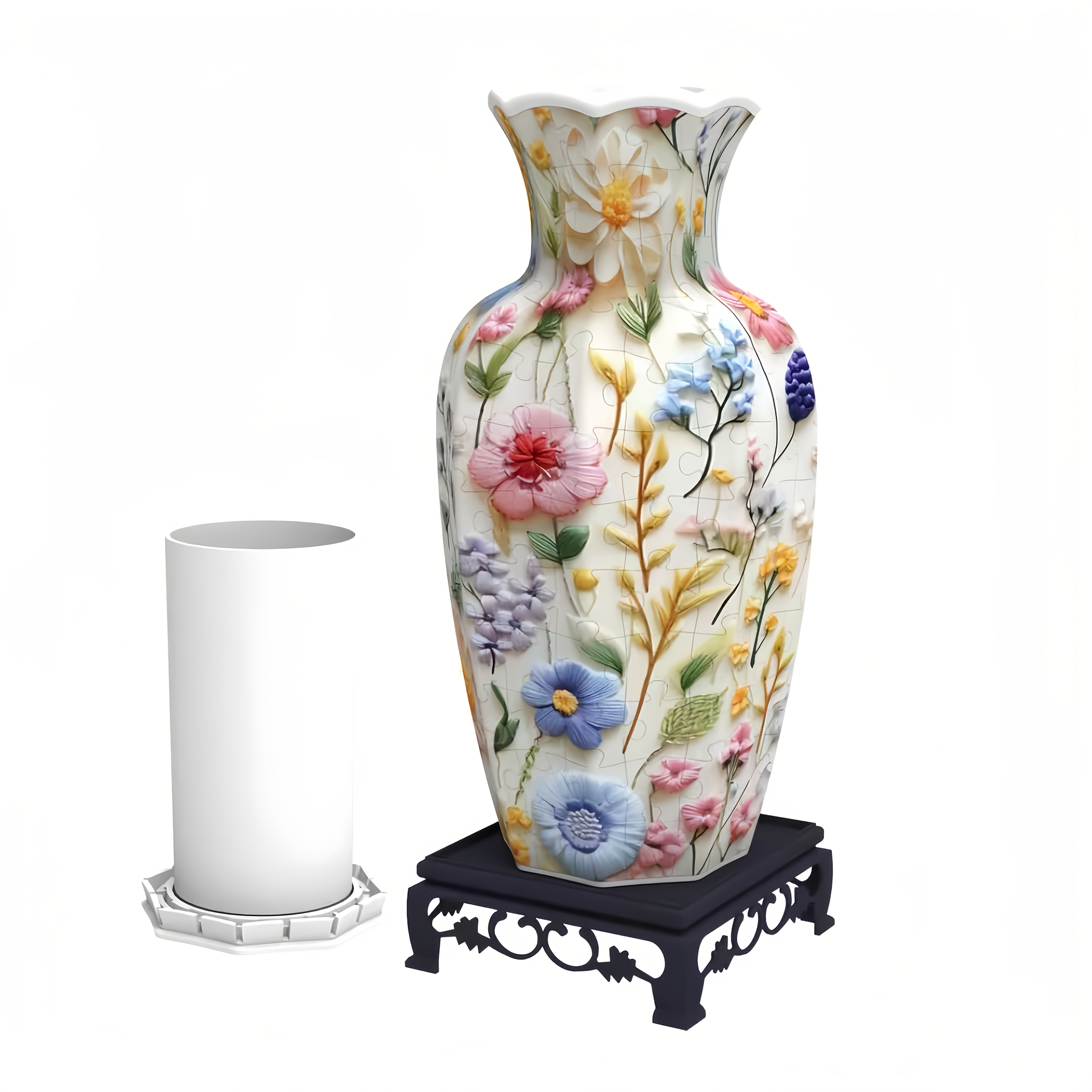 TEMU Decorative Vase For Adults, 164pcs 3d Puzzle Vase With Base, Abs Plastic, Built-in Water Cup, No Batteries Required, Holds Fresh Or Artificial