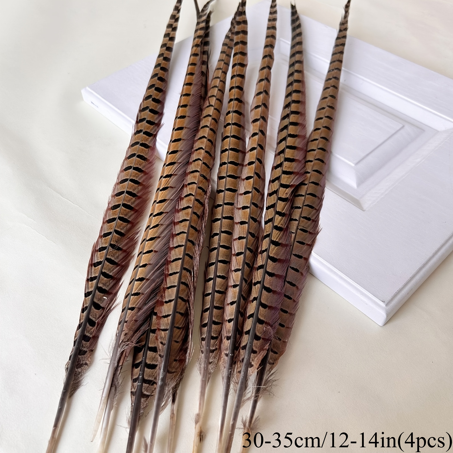 TEMU 4pcs Set Of Natural-colored Ring-necked For Women's Hat Decoration, Headpieces, And Wedding Bouquet Making