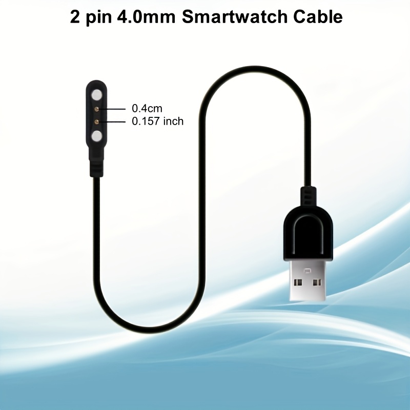Image of 1pc 2p400 Smart Watch Charger Cable, Magnetic Smartwatch Additions Charger Cable 2 Pin Cord, Charger Contact Pin 4 Mm (black)