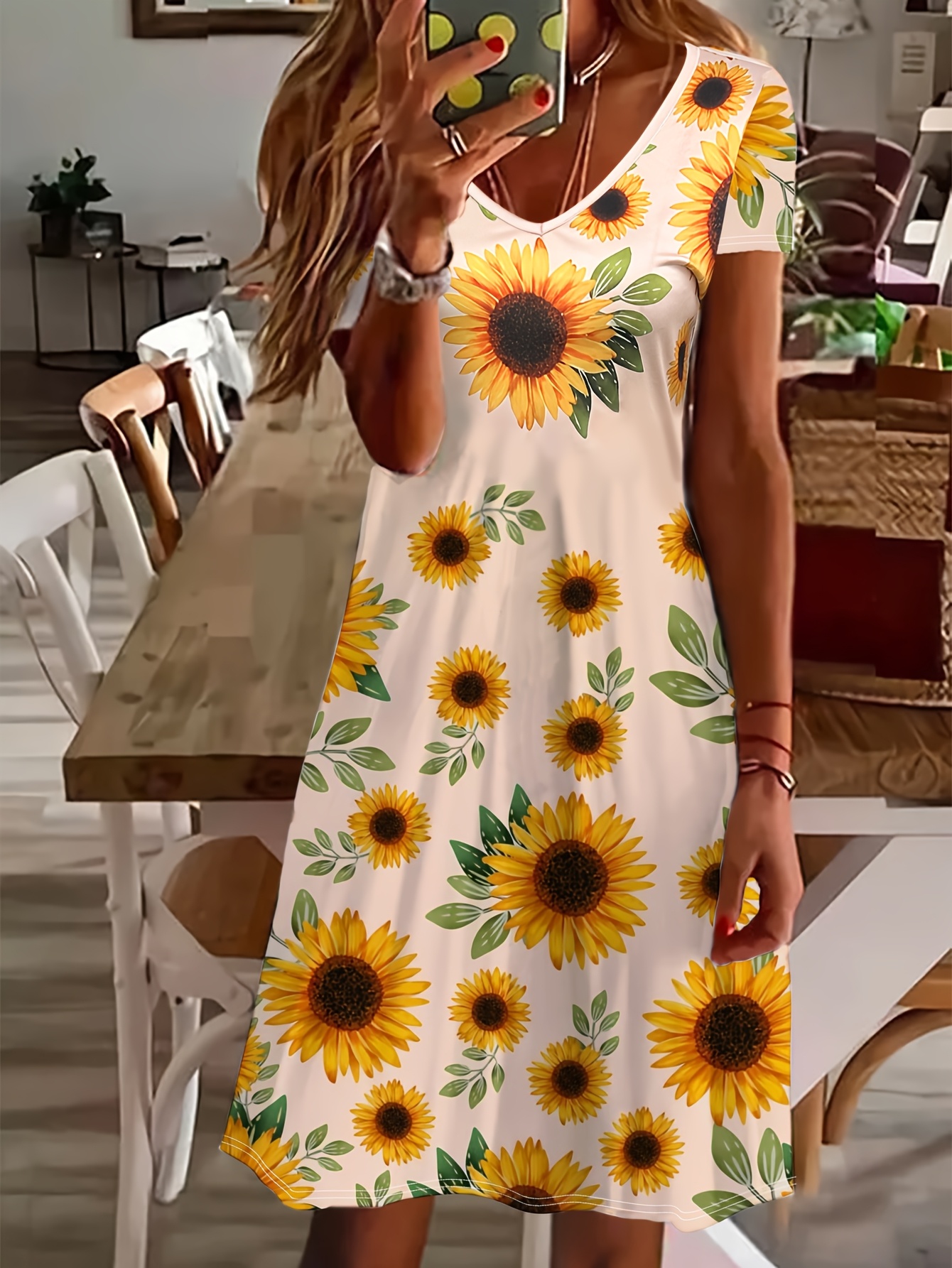 sunflower dresses for women sold on Temu United States