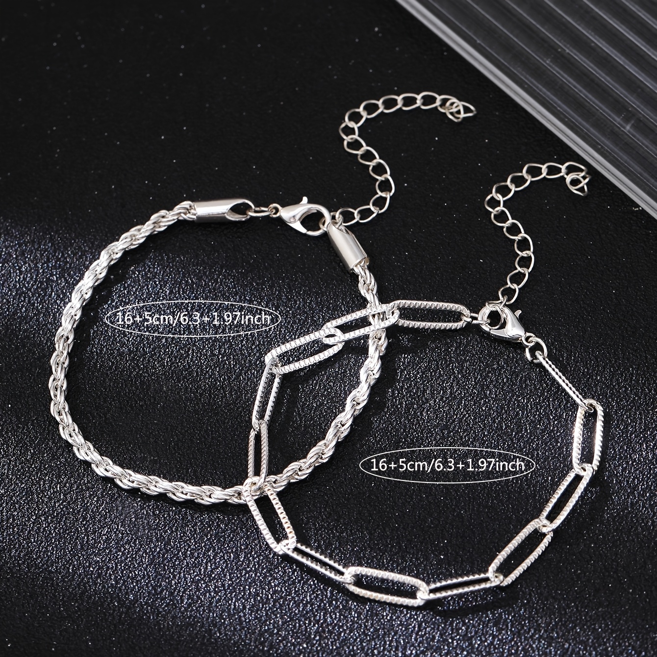 Women's Versatile Embossed Cross-link Cable Chain Stackable Bracelet