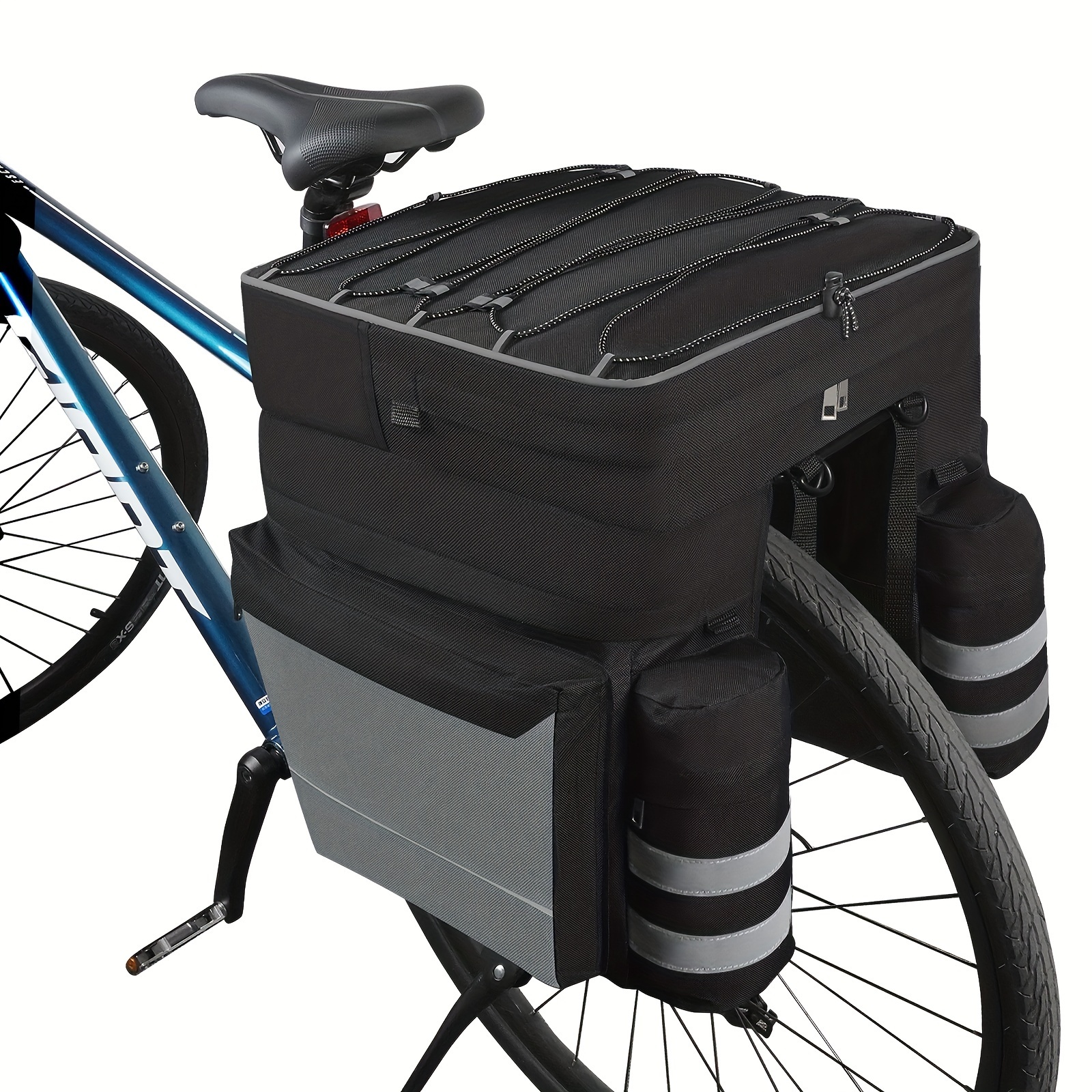 

Bike Rack Carrier Bag With Large Capacity, 3 In 1 Bicycle Pannier Bags With Rain Cover For Outdoor Camping
